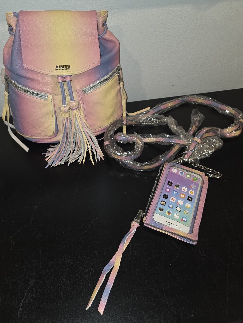 Aimee Multi-Color Pastel Ombre Phone Crossbody & Backpack Case Set
